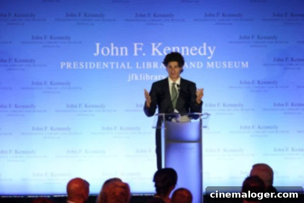 Jack Schlossberg, the only grandson of John F. Kennedy, speaks at the President John F. Kennedy library, in Boston, Massachusetts, US, during a visit by Taoiseach Leo Varadkar to the US for St Patrick's Day. Picture date: Monday March 11, 2024. (Photo by Niall Carson/PA Images via Getty Images)