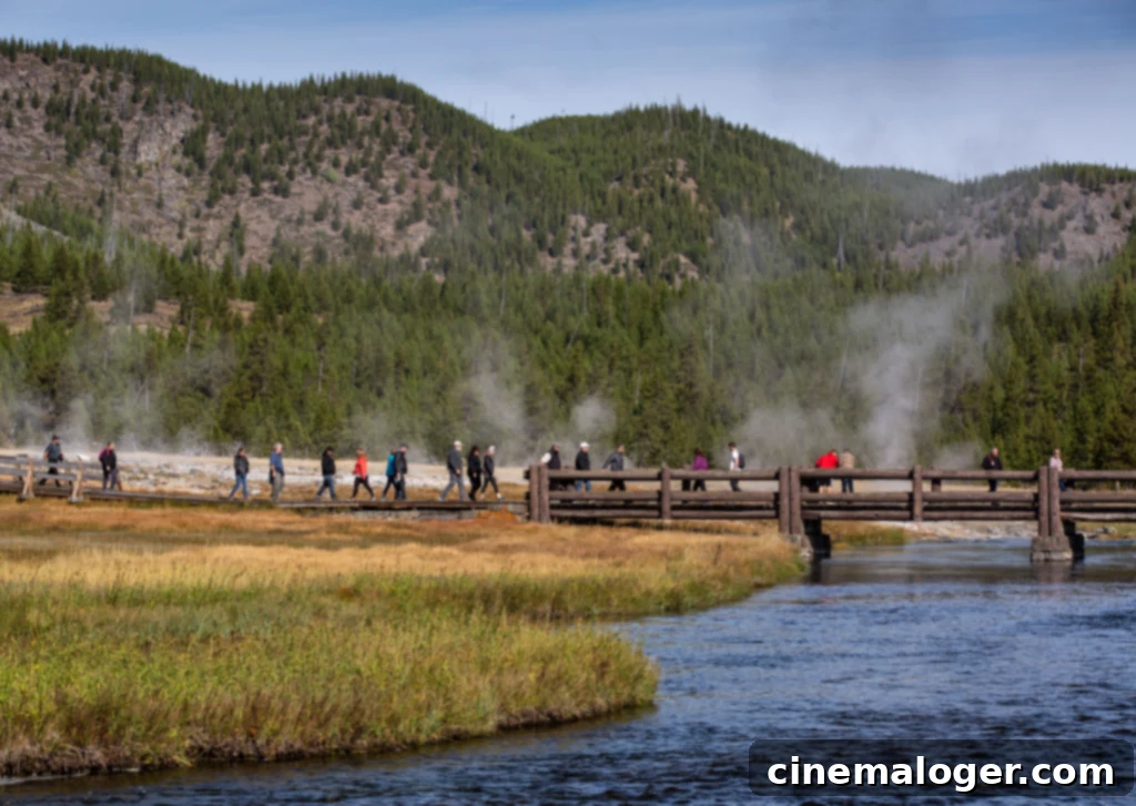 Hydrothermal Blast Rocks Yellowstone 2 YELLOWSTONE NATIONAL PARK, WY - SEPTEMBER 18: The boardwalk across the Firehole River in Yellowstone National Park's Biscuit Basin is viewed on September 18, 2022, in Yellowstone National Park, Wyoming. Sitting atop an active volcanic caldera, Yellowstone, America's first National Park, is home to more geological hydrothermal features (geysers, mud pots, hot springs, fumaroles) than are found in the rest of the world combined. (Photo by George Rose/Getty Images)