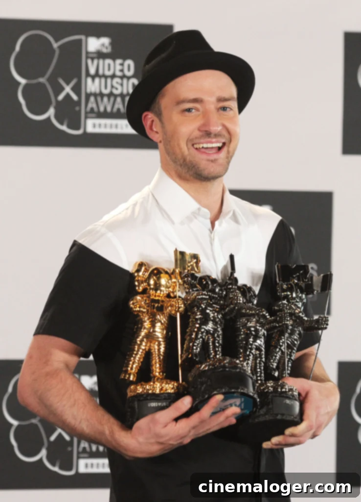 The Video Vanguard Pantheon All MTV VMA Honorees 20 NEW YORK, NY - AUGUST 25: Justin Timberlake attends the 2013 MTV Video Music Awards at the Barclays Center on August 25, 2013 in the Brooklyn borough of New York City. (Photo by Jamie McCarthy/Getty Images for MTV)