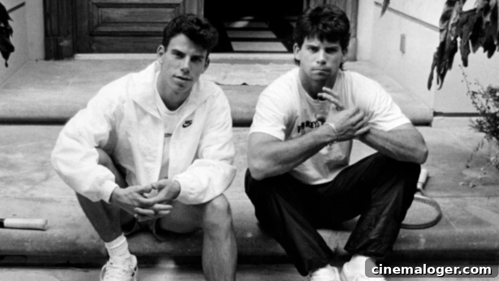 Menendez Brothers Net Worth Uncovered 2 BEVERLY HILLS, CALIF. - NOV. 30, 1989 - Menendez brothers, Erik, left, and Lyle on the steps of their Beverly Hills home in November, 1989. (Ronald L. Soble / Los Angeles Times via Getty Images)