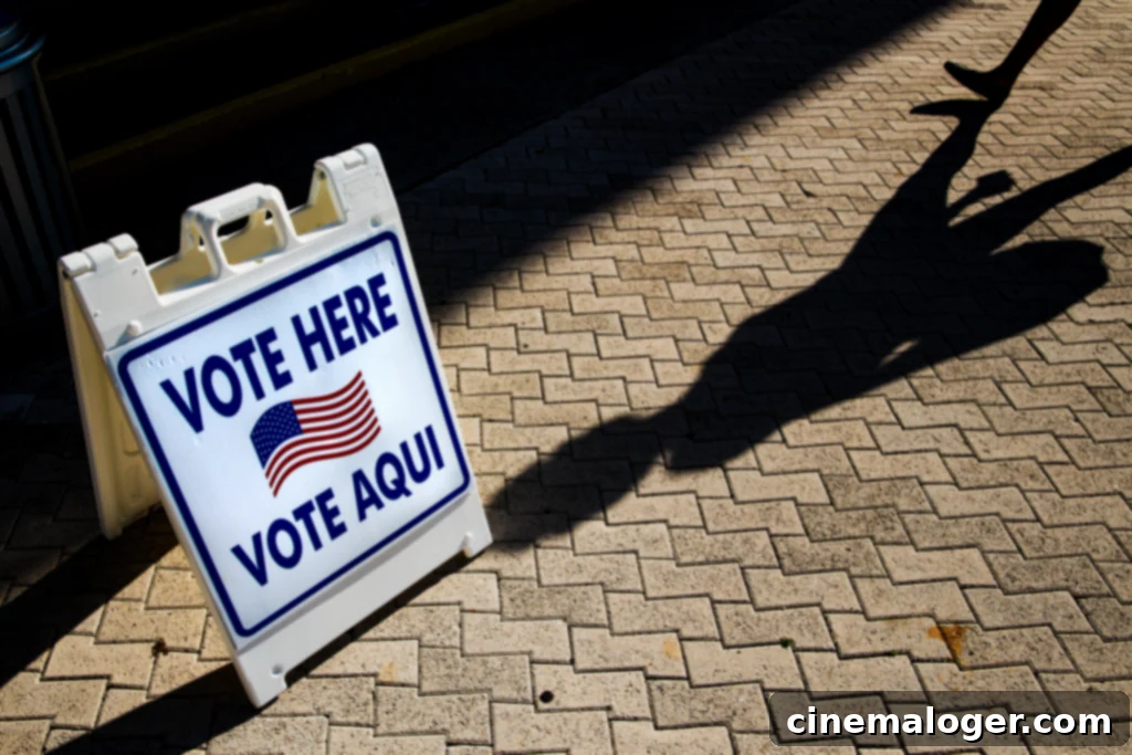 Discover Your Polling Location 2 A vote here sign outside a polling location in Miami Beach, Florida, U.S. Photographer: Scott McIntyre/Bloomberg
