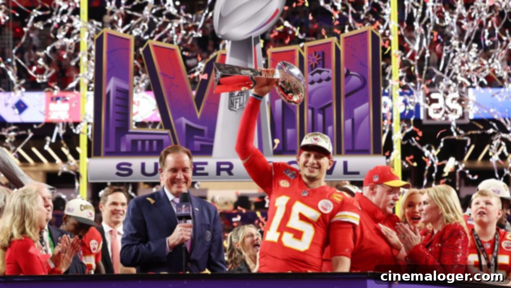 The Price of Glory: Super Bowl 2025 Ticket Breakdown 2 LAS VEGAS, NEVADA - FEBRUARY 11: Patrick Mahomes #15 of the Kansas City Chiefs holds the Lombardi Trophy after defeating the San Francisco 49ers 25-22 during Super Bowl LVIII at Allegiant Stadium on February 11, 2024 in Las Vegas, Nevada. (Photo by Jamie Squire/Getty Images)