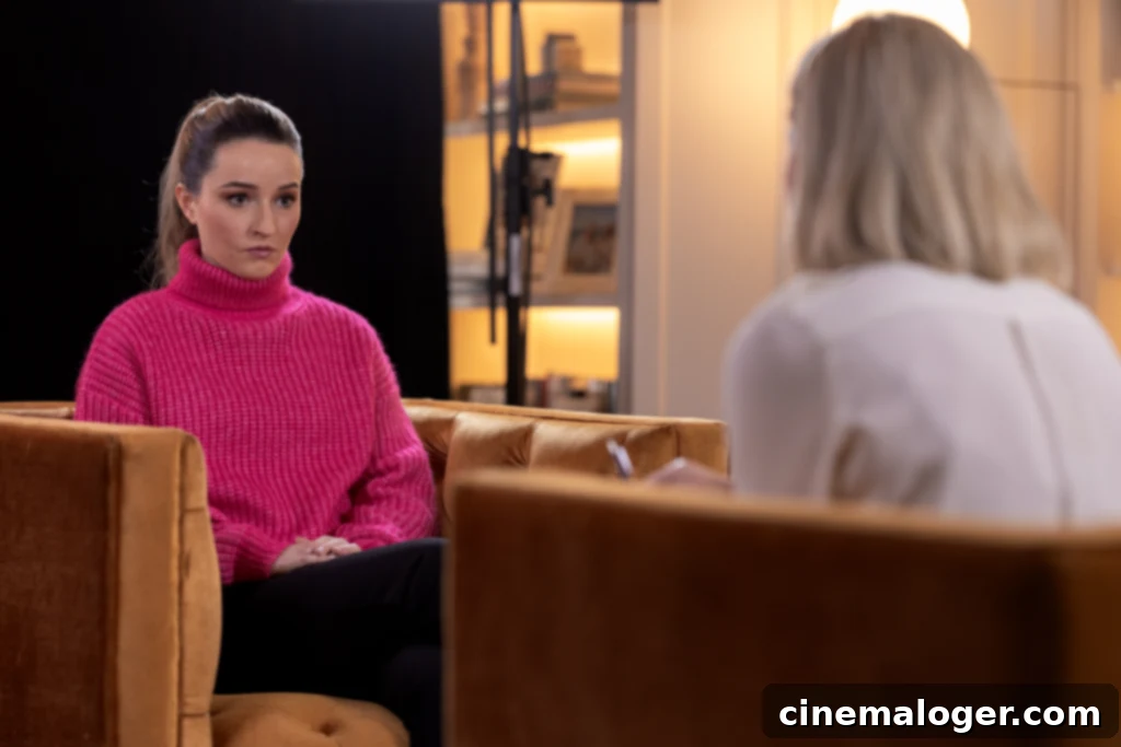 Watch 'Apple Cider Vinegar': The Belle Gibson Story Online 2 Still from Apple Cider Vinegar miniseries showing two characters, one with a worried expression, in a modern interior.