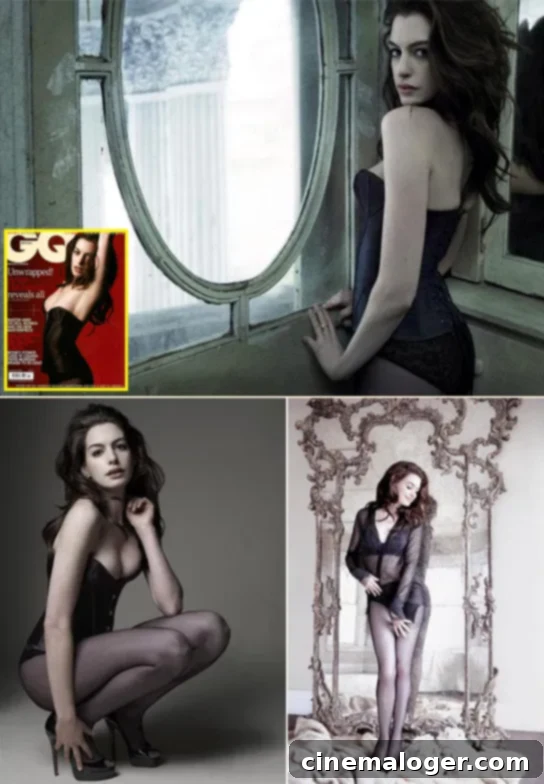 Anne Hathaway looking glamorous and confident in a photoshoot for British GQ