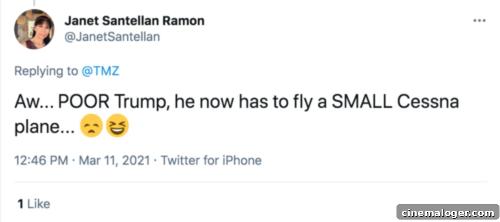A Twitter user mocks Donald Trump's smaller plane after his presidency.