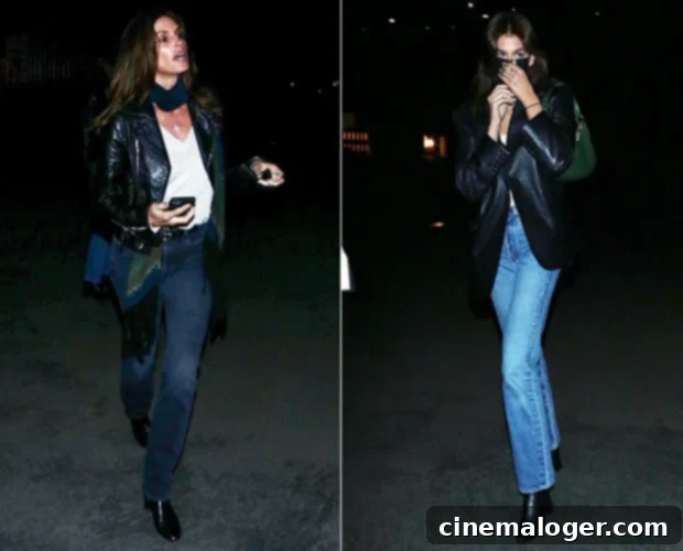 Cindy Crawford; Kaia Gerber, mother-daughter fashion