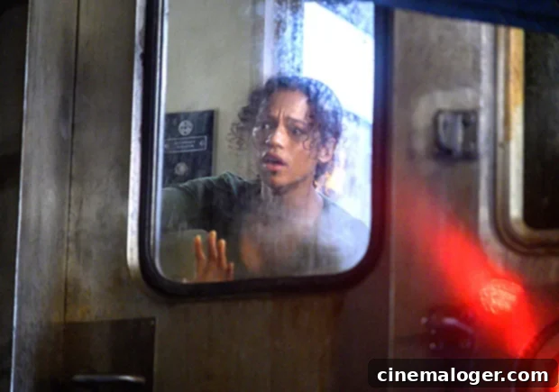 Taylor Russell in a still from the thrilling Netflix film 'Escape Room', highlighting her versatile acting skills.