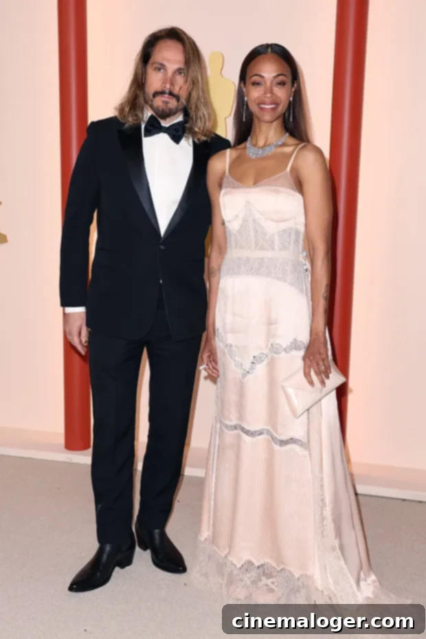 Zoe Saldana and Marco Perego at the Academy Awards