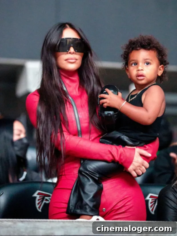 Kim Kardashian in a red catsuit