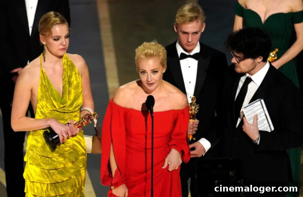 Yulia Navalnaya speaking at the Academy Awards